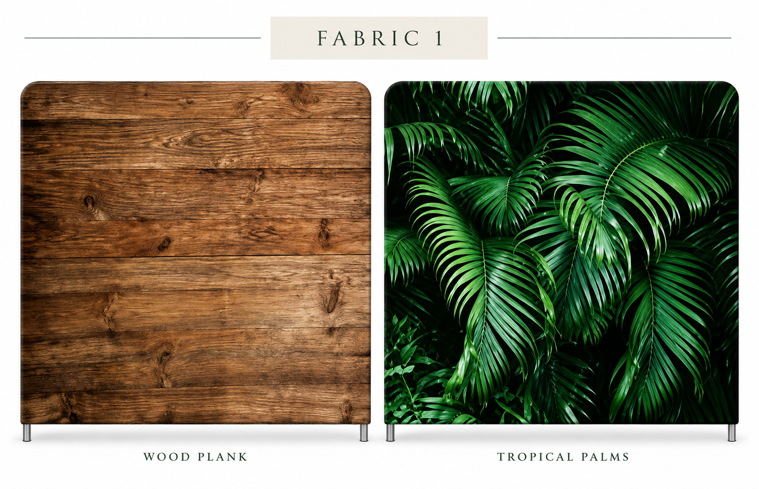 Double-sided backdrop: wood plank and tropical palms