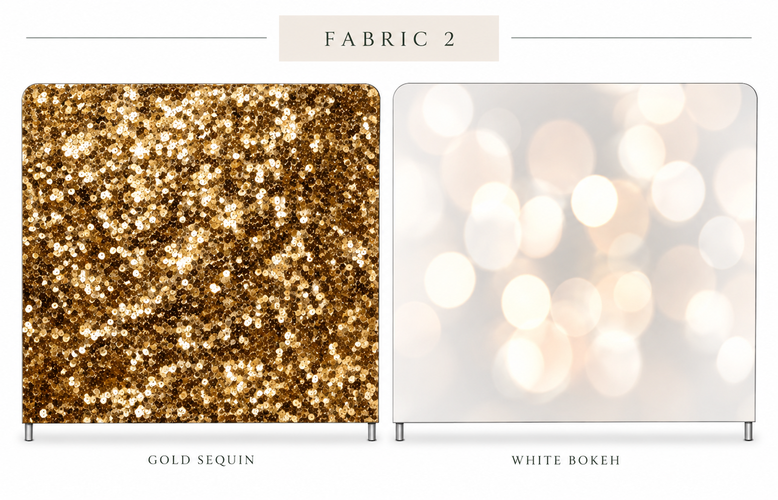 Double-sided backdrop: gold sequin and white bokeh